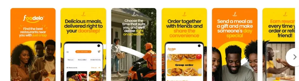 Foodelo app screens