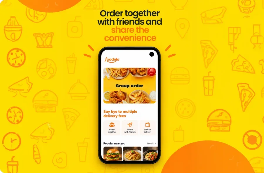 Foodelo group order screen for ordering together with friends